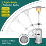 Calentador de Patio GarveeLife PHO_0ZEC6L5Z-XK0718-GL8LeR Propano 48000 BTU Acero Inoxidable con Mesa y Ruedas
