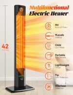 Calentador para Exteriores BALKO SH04 42 Pulgadas Calefacción Infrarroja 1500W IP65 9 Niveles de Calor