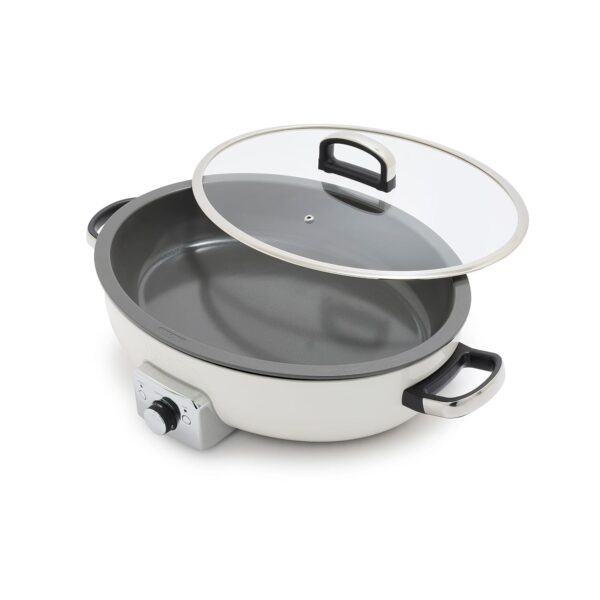 GreenPan Elite - Sartén eléctrica ovalada de 5.5 cuartos de galón, antiadherente de cerámica sin PFAS, 1800 vatios, tapa