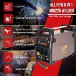 Soldador MIG LOTOS MIG225 225A 110/220V 6 en 1 con Pistola de Carrete MSG096 para Aluminio