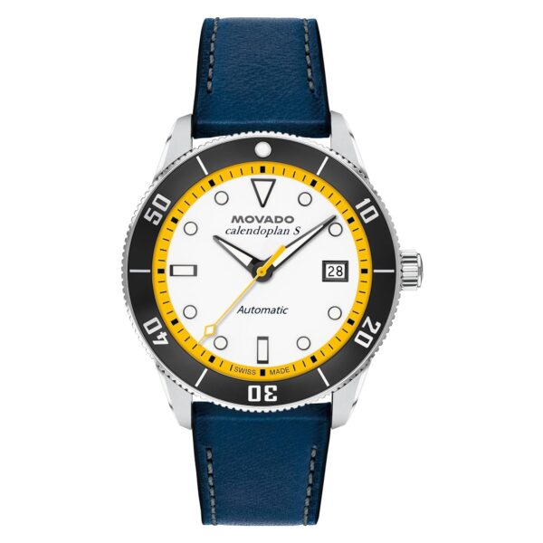 Reloj Movado Heritage Calendoplan S 3650226 Automático Suizo Correa de Cuero Azul Caja 40 milímetros