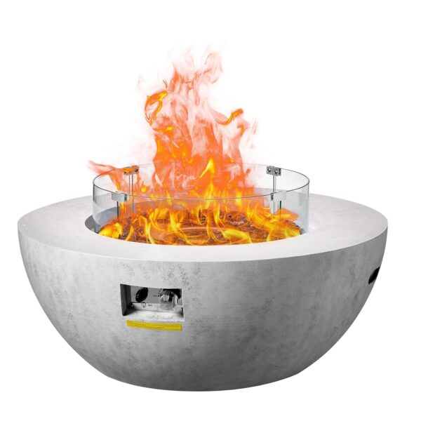 Pozo de Fuego de Propano VEVOR YSG30S01PL(G)019 Mesa Redonda 39 Pulgadas Gris con Rocas de Lava Tapa y Cubierta para Llu