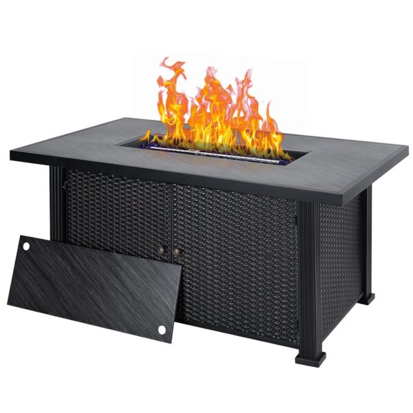 Fogata de propano VerisShade 52 pulgadas 50000 BTU mesa rectangular con tapa y cubierta para lluvia