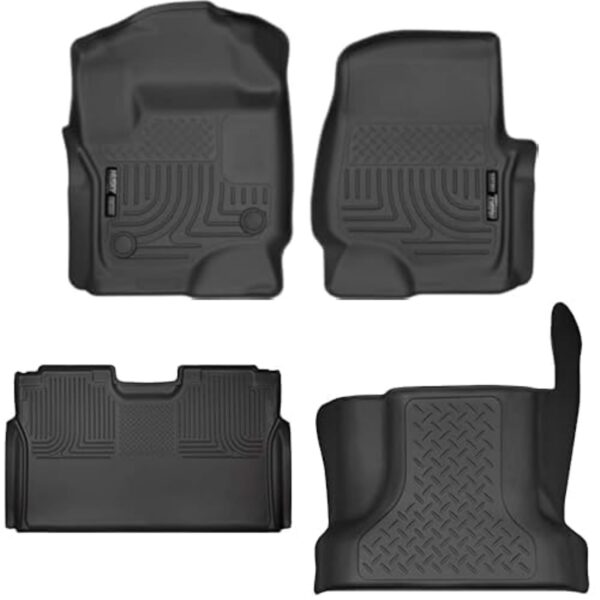 Alfombrillas de Piso Husky Liners Weatherbeater Ford F-250 F-350 SuperCrew y SuperCab 2017-2024 Negro Caucho Delantera y
