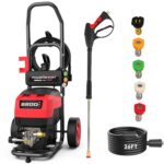 Lavadora Eléctrica a Presión PowerSmart DB1001 2200 PSI 1.2 GPM Tanque de Jabón Incorporado Varita de Metal Rojo y Negro