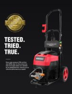 Lavadora Eléctrica a Presión PowerSmart DB1001 2200 PSI 1.2 GPM Tanque de Jabón Incorporado Varita de Metal Rojo y Negro