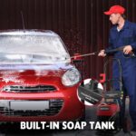 Lavadora Eléctrica a Presión PowerSmart DB1001 2200 PSI 1.2 GPM Tanque de Jabón Incorporado Varita de Metal Rojo y Negro