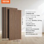 VEVOR Paneles acústicos de listones de madera, 23.6 x 47.2 pulgadas, 4 piezas de paneles de acento de MDF, paneles de pa