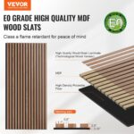 VEVOR Paneles acústicos de listones de madera, 23.6 x 47.2 pulgadas, 4 piezas de paneles de acento de MDF, paneles de pa
