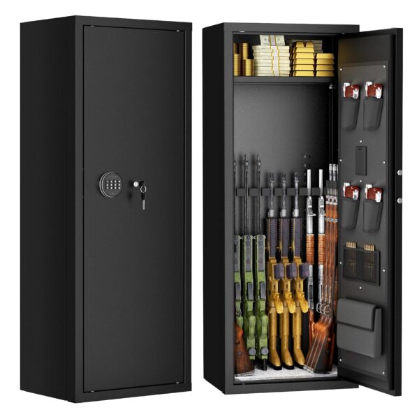 INTERGREAT Cajas fuertes para 8-12 armas, Caja fuerte para rifles, Cajas fuertes para rifles y pistolas del hogar, Caja