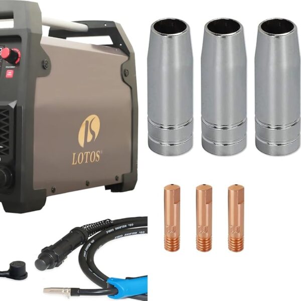 Soldador MIG LOTOS MIG225SP 225A 110/220V 6 en 1 con Juego de Consumibles MCS15 15 Piezas
