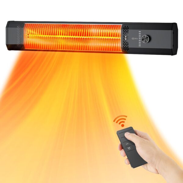 Calentador de Patio Infrarrojo BIESQYA Modelo 1 1500W Montado en Pared 9 Niveles de Calor Control Remoto Temporizador 9