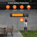 Calentador de Patio Infrarrojo BIESQYA Modelo 1 1500W Montado en Pared 9 Niveles de Calor Control Remoto Temporizador 9