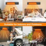 Calentador de Patio Infrarrojo BIESQYA Modelo 1 1500W Montado en Pared 9 Niveles de Calor Control Remoto Temporizador 9