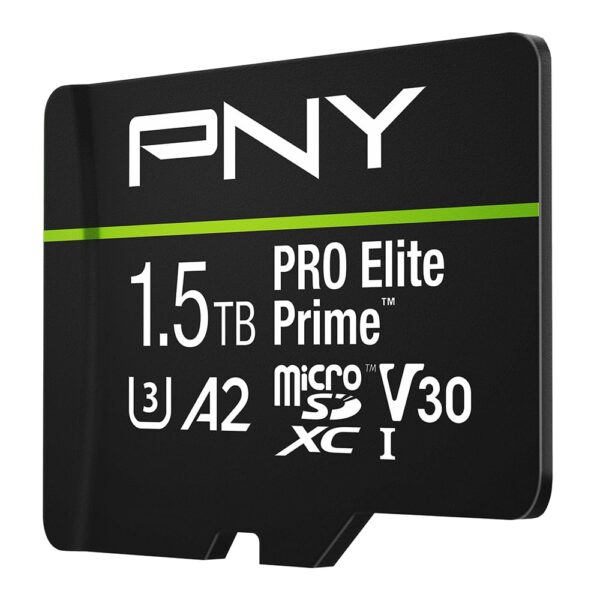 Tarjeta de Memoria microSDXC PNY PRO Elite Prime 1.5TB Clase 10 U3 V30 A2 200MB/s Lectura 150MB/s Escritura con Adaptado