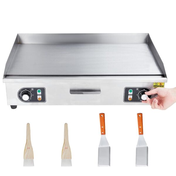 Parrilla eléctrica comercial para comidas perfectamente asadas, parrilla plana Teppanyaki de 30 pulgadas, superficie ant