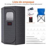 Sauna Portátil RRGFB FUL-8613 para el Hogar con Vaporizador de 3 Litros Control Remoto Silla Plegable Temporizador Ajust