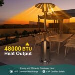 Calentador de Propano para Patio Hipicute PHO_0ZEC6L5Z-XK0718Myy1FeO 48000 BTU con Mesa Plegable 16 Pulgadas Base 18 Pul