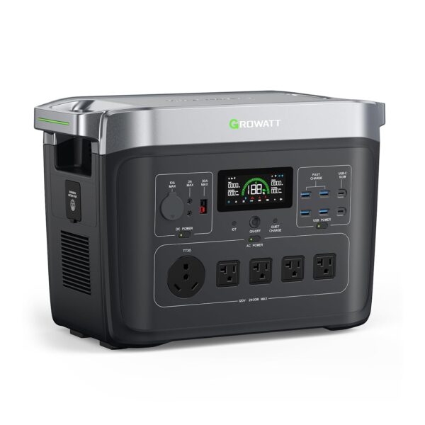 Estación de Energía Portátil GROWATT INFINITY 2000 PRO Batería LiFePO4 2048 Wh Salida CA 2400W Negro