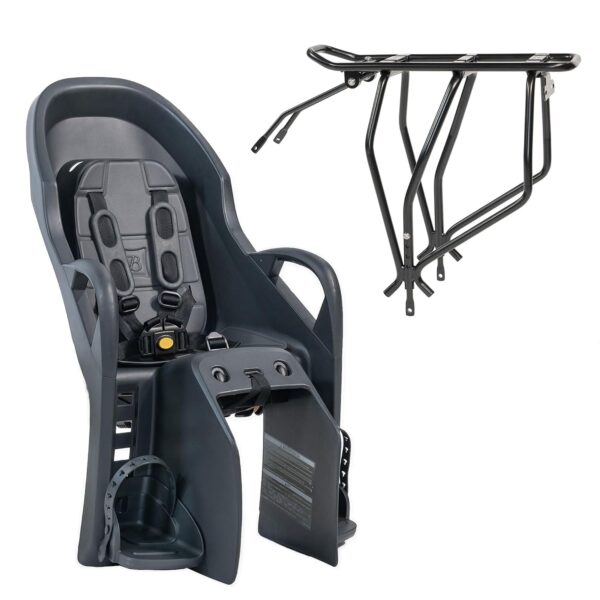 Asiento de bicicleta infantil Burley Dash RM montaje en bastidor con estante trasero color gris
