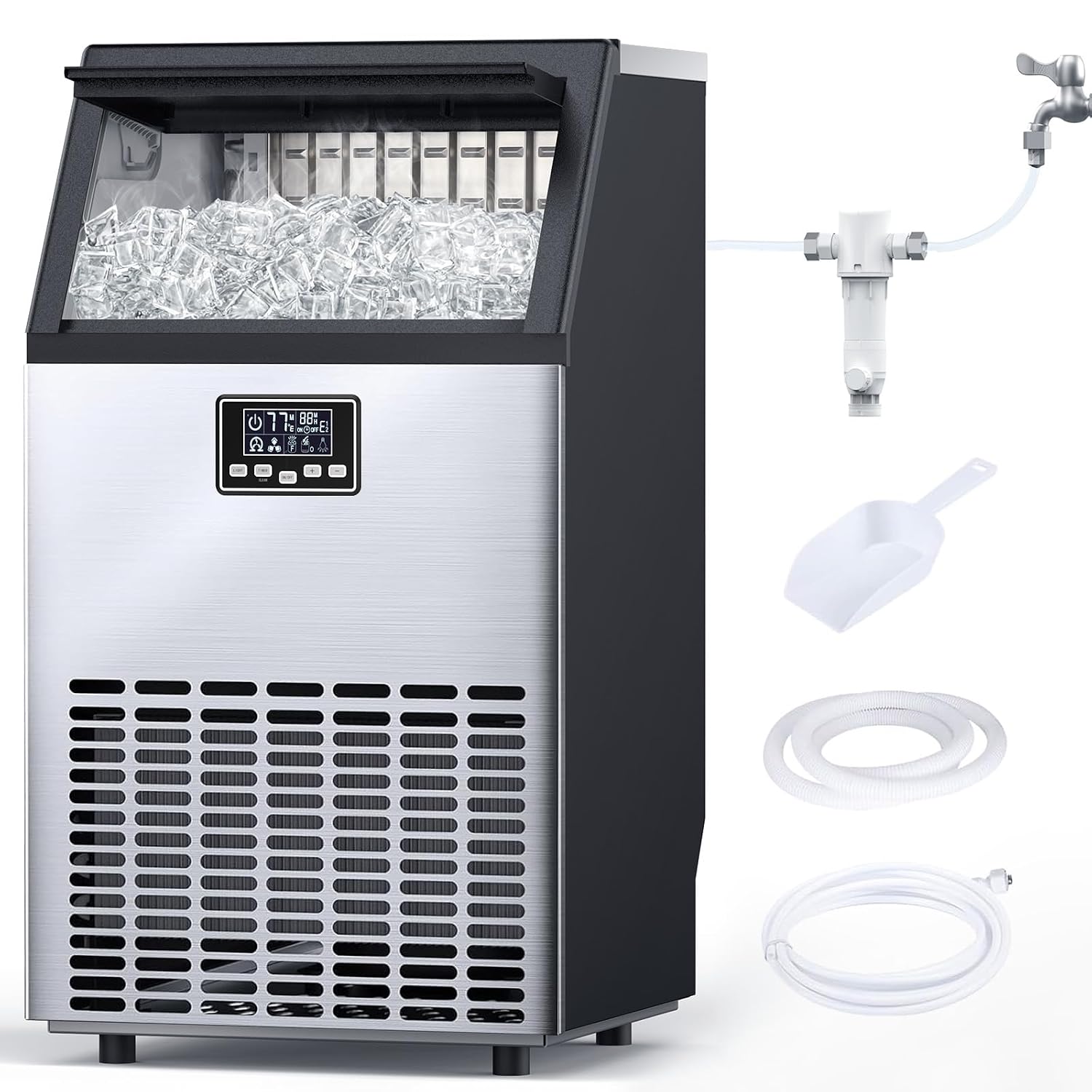 Máquina comercial para hacer hielo, hielo en forma de luna, 100 libras/24H máquina de hielo bajo mostrador, máquina de h