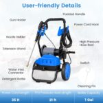 Lavadora a Presión Eléctrica COSTWAY GT-10365US-BL-SECY 2300 PSI 1.8 GPM Azul y Negro