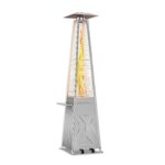 Calentador de Patio Piramidal GarveeLife SX-QQL-QNQTX 48000 BTU Propano Acero Inoxidable con Ruedas Color Plateado
