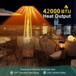 Calentador de Patio Piramidal GarveeLife SX-QQL-QNQTX 48000 BTU Propano Acero Inoxidable con Ruedas Color Plateado