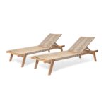 Juego de 2 Tumbonas Ajustables Christopher Knight Home Modelo 321116 Marco de Madera de Acacia Asientos de Cuerda Teca y