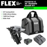 FLEX Kit de clavadora de 30° sin escobillas de 24 V, tiempo de rampa cero, 3 clavos/segundo, ideal para enmarcar, revest