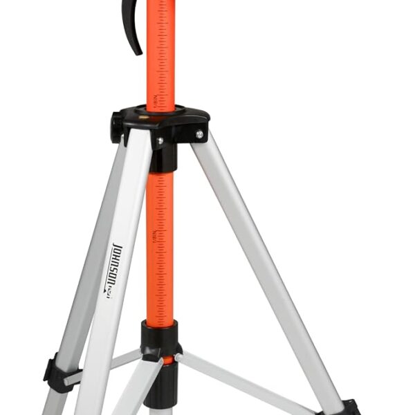 Johnson Level & Tool 40-6302 - Poste láser ajustable de 11 pies con trípode de aluminio, roscas de 1/4"-20 y 5/8"-11, ac