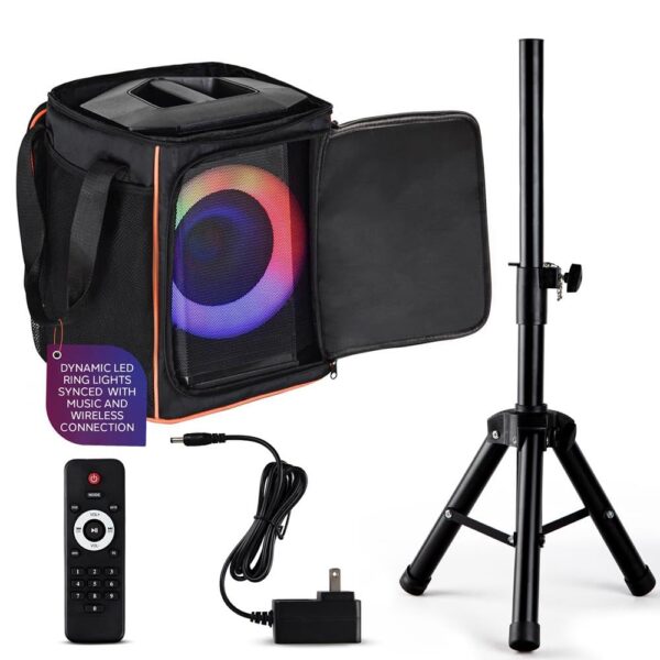 Bocina Bluetooth Portátil Pyle PPHP868STBG Woofer 8 Pulgadas Tweeter 1 Pulgada 120 Watts TWS Karaoke Negro