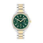 Reloj Coach Kitt 14504394 Multifunción Cuarzo Mujer Acero Inoxidable Dos Tonos Esfera Verde 34mm