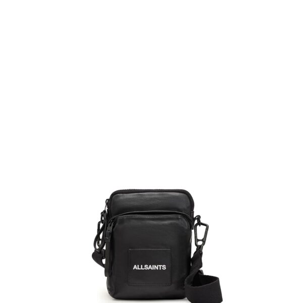 Bolsa Pouch AllSaints Falcon Ns M165XB Piel de Oveja Negro 10 Litros