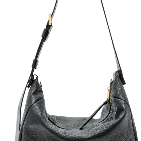 Bolso de Mano AllSaints Madea Grain Shldr Negro Piel de Vaca 14x10x5 pulgadas
