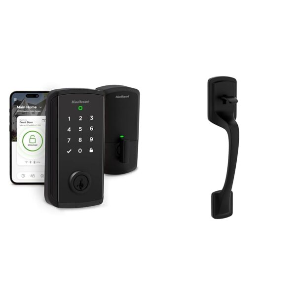 Cerradura Inteligente Kwikset Halo Select Wi-Fi y Matter Juego de Manijas Praga Negro Mate