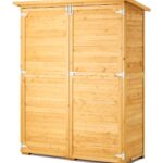 Cobertizo de Almacenamiento VEVOR HL-002 Madera de Abeto Marco de Metal Galvanizado Puertas Dobles con Cerradura 55.12 x