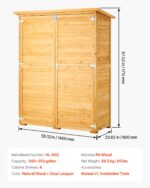 Cobertizo de Almacenamiento VEVOR HL-002 Madera de Abeto Marco de Metal Galvanizado Puertas Dobles con Cerradura 55.12 x