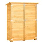 Cobertizo de Almacenamiento VEVOR HL-002 Madera de Abeto Marco de Metal Galvanizado Puertas Dobles con Cerradura 55.12 x