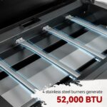 Plancha de Gas Royal Gourmet GB4008T 4 Quemadores 34 Pulgadas Mesa Extraíble Estante Lateral Plegable Negro