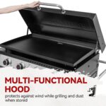 Plancha de Gas Royal Gourmet GB4008T 4 Quemadores 34 Pulgadas Mesa Extraíble Estante Lateral Plegable Negro