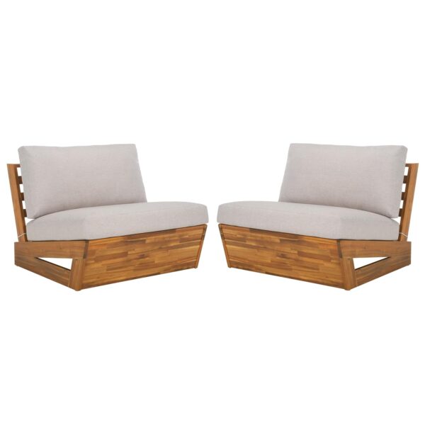 Juego de 2 Sillas de Salón para Exteriores SAFAVIEH Lynn PAT7328B-SET2 Madera de Acacia Natural y Gris Claro