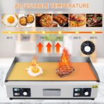 Plancha eléctrica de acero inoxidable, plancha eléctrica comercial de 29 pulgadas, parrilla Teppanyaki antiadherente par