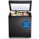 Electactic Congelador de 1.8 pies cúbicos con 2 cestas extraíbles, congelador compacto de pie con puerta superior abiert