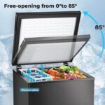 Electactic Congelador de 1.8 pies cúbicos con 2 cestas extraíbles, congelador compacto de pie con puerta superior abiert