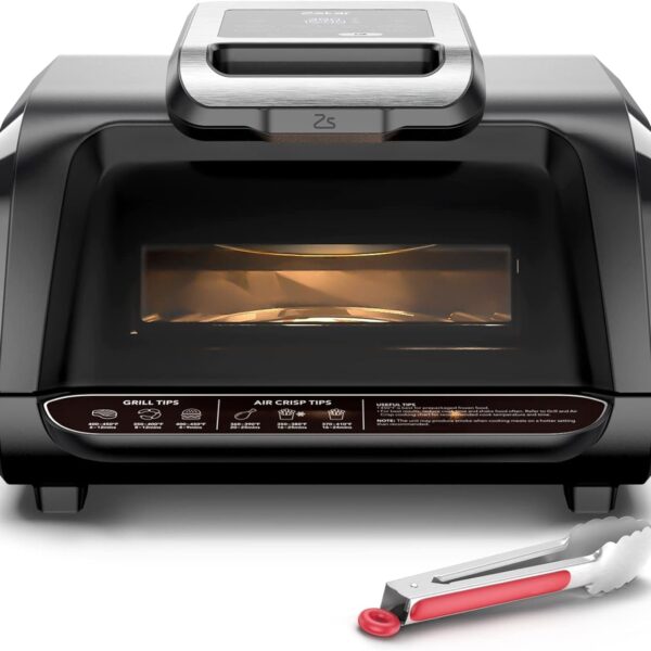 Acekool Parrilla eléctrica 7 en 1 para interiores, freidora de aire de 1750 W, combo con hornear, asar, asar, vapor, des