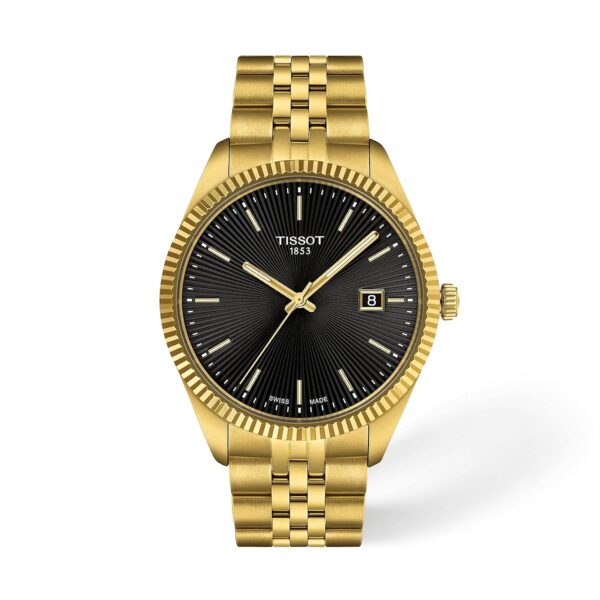 Reloj Tissot Balada Hombre T1564103305100 Caja Acero Inoxidable 316L Revestimiento PVD Oro Amarillo 40 mm Esfera Negra G