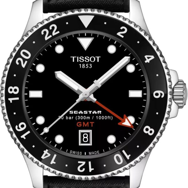 Reloj Tissot Seastar 1000 Quartz GMT T1208521705100 Caja de Acero Inoxidable 40 mm Cristal de Zafiro Sintético