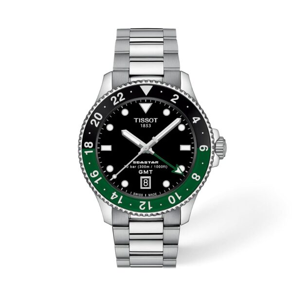 Reloj Tissot Seastar 1000 Quartz GMT T1208521105100 Caja 40mm Acero Inoxidable Esfera Negra