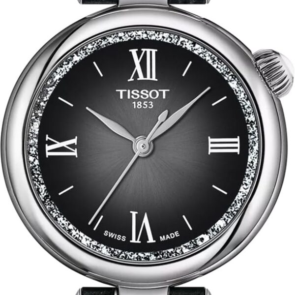 Reloj Tissot Desir Mujer T1520101603800 Caja Acero Inoxidable 28 mm Correa Piel Cierre Mariposa Esfera Negra
